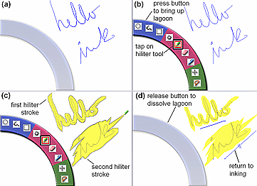 sequence of cursor images, some of which are translucent